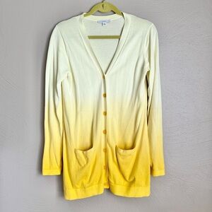 Isaac Mizrahi Yellow Dip Dye Ombré Cardigan
